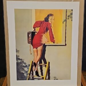 Vintage Pin-Up Style Woman In Red Dress Art Print - Elvgren